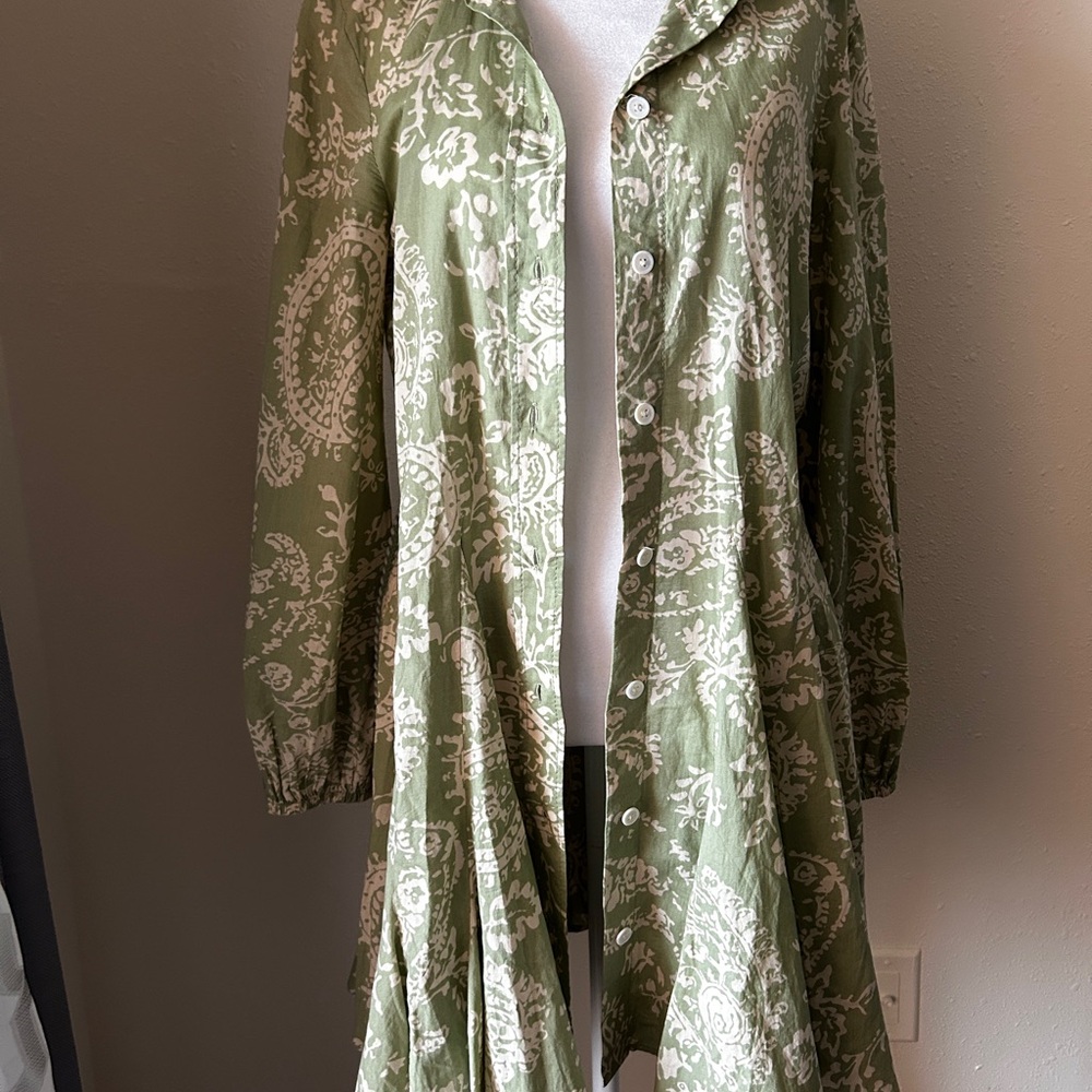 Zara Green Pleated Long Sleeve Sundress - Picture 10 of 14